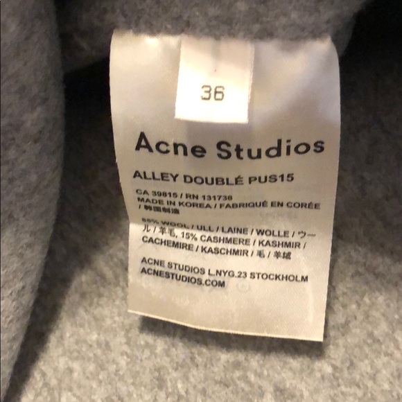 Acne Studios Wool/Cashmere Coat. Sz38. - Picture 8 of 8